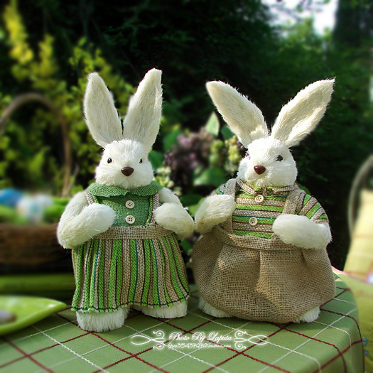 秘密花园。外单外贸田园乡村森林系情侣兔子结婚礼物婚礼装饰摆件