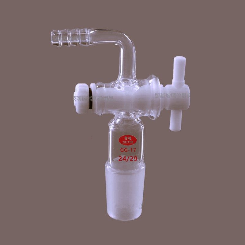 弯接头具四氟活塞24# 弯形抽气接管/四氟活塞龙头瓶玻璃抽气活塞