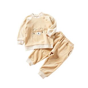 可内宝宝两件套套装衣服婴幼儿歌贝拉长袖儿童彩棉套装外穿天鹅绒