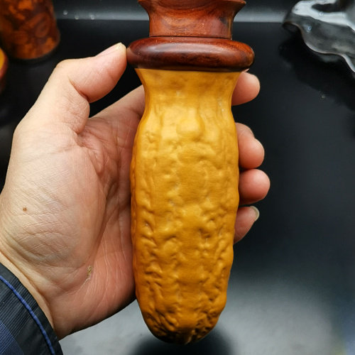 天一阁精品天津名家鸡粑粑红木口盖扎嘴蛉虫棒子葫芦鸣虫用具