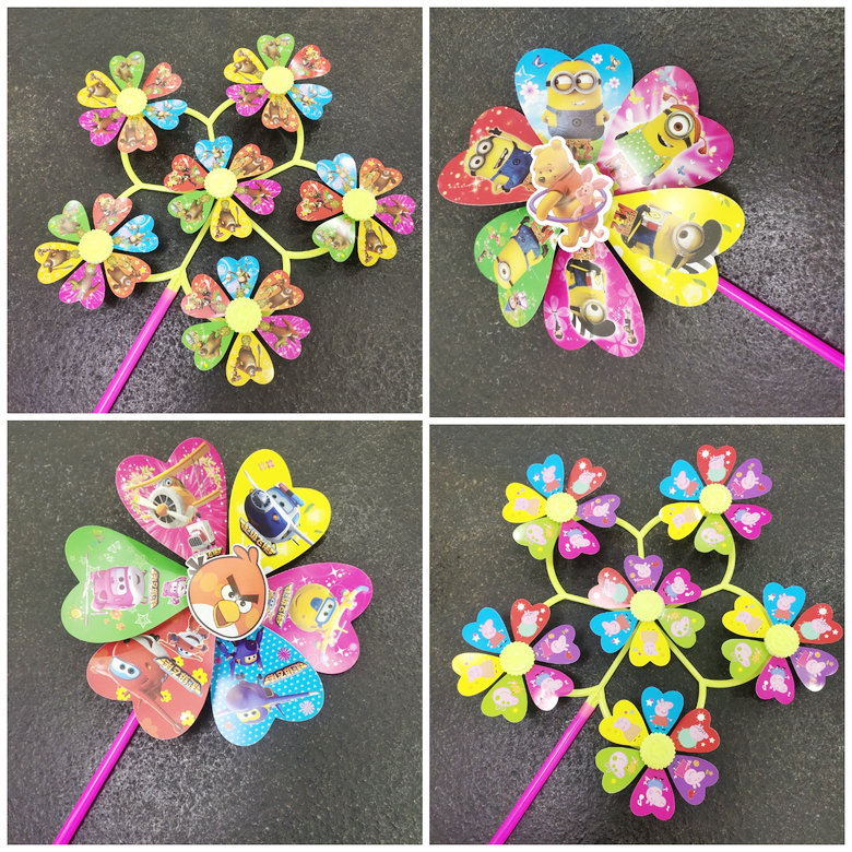 儿童玩具六朵花风车卡通礼品 装饰布景 活动 五一 地摊景区学校