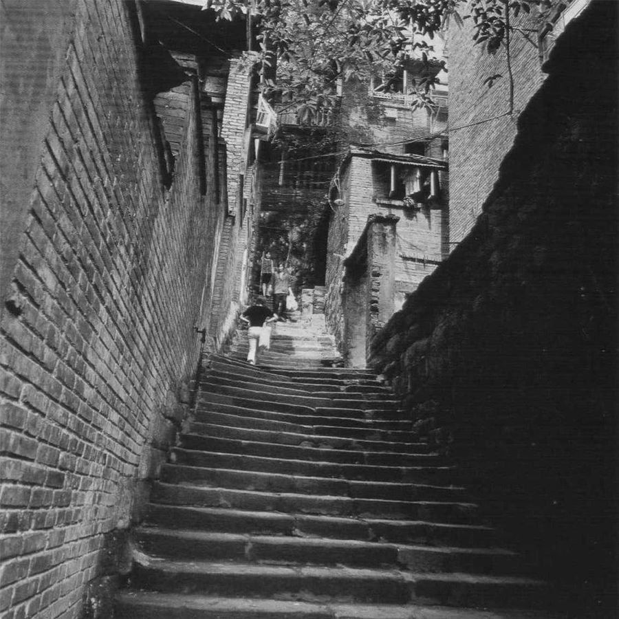 上世纪八九十年代重庆市西三街望龙门地区街区怀旧黑白老照片素材