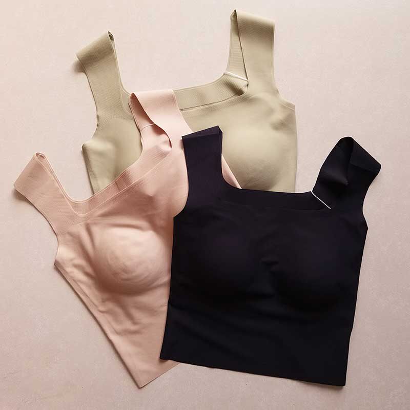 日本和沐美家夏季文胸背心一体式宽肩打底d12b2070无痕大码高弹力