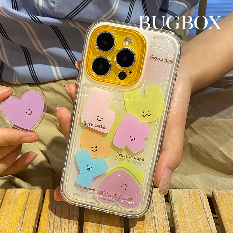 BUGBOX原创双层韩系ins动态字母滑片适用苹果15可爱iPhone14ProMax手机壳13防摔15Pro保护套女小众新款高级