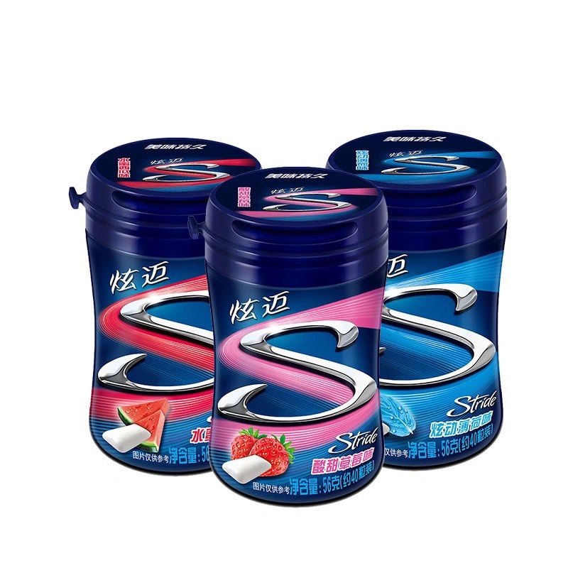 炫迈40粒x6盒无糖口香糖木糖醇瓶装薄荷西瓜草莓味口香糖零售