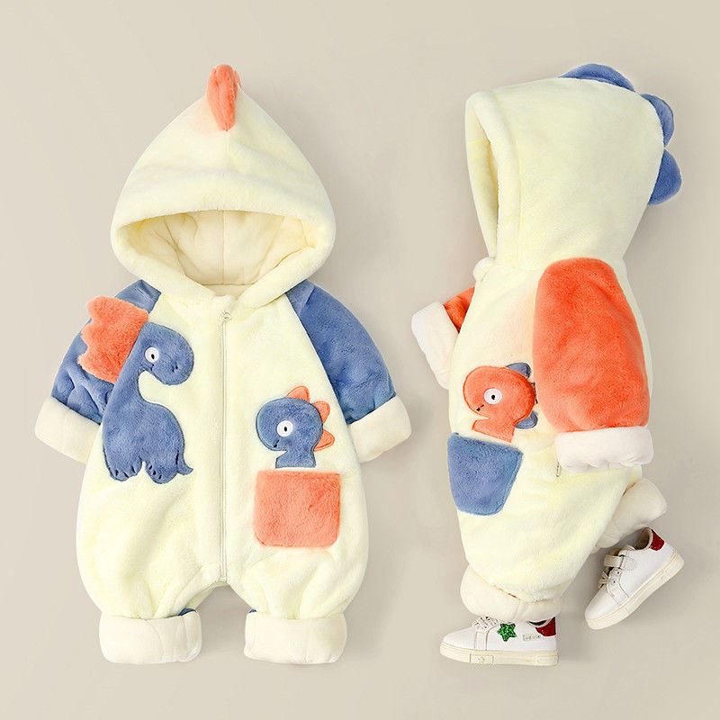 巴拉巴粒婴儿衣服清货韩系冬季男女宝宝满月服爬服加绒保暖套装新