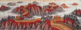 手绘万里长城画靠山图国画山水客厅装饰挂画小六尺特价HS2082236