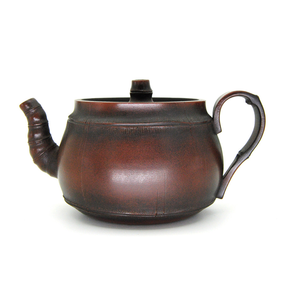 建水紫陶壶名家肖春魁浪鬼紫陶全手工精品罗汉竹节竹段壶茶壶茶具
