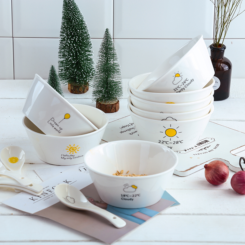 日式食器创意陶瓷情侣卡通碗沙拉碗汤碗甜品碗米饭碗zakka餐具|ruв категории посуда, посуда, чаша - от Buy2taobao.com для оказания профессиональной услуги покупки агента Taobao