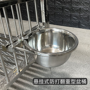 狗盆狗碗防打翻悬挂式中大型犬不锈钢食盆饮水桶喝水盆固定挂笼子