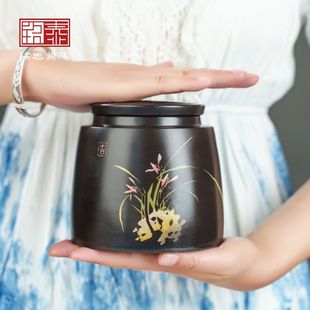 建水紫陶斗茶罐迷你便携茶叶罐家用密封罐小号散茶罐醒茶高档精品