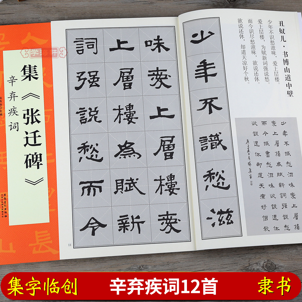 集张迁碑 辛弃疾词 陆有珠 翰墨诗词大汇 集字隶书毛笔书法练字帖碑帖书籍图书 米字格对照临摹古贴 安徽美术出版社