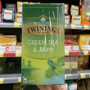 现货 香港代购 英国进口Twinings川宁薄荷绿茶清凉茶包盒装25包