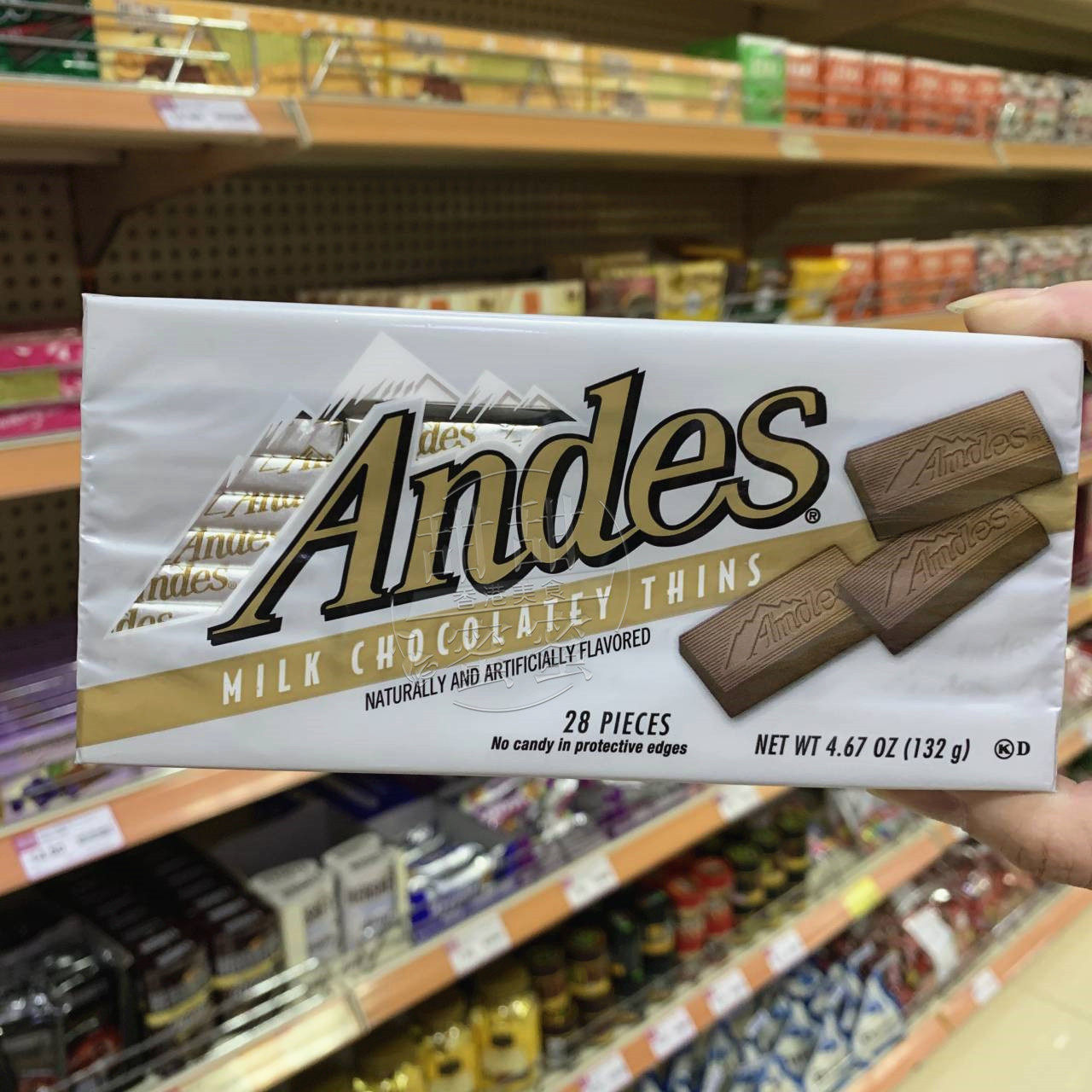 香港代购美国进口andes安迪士牛奶巧克力28片装132g