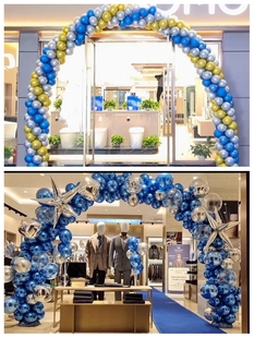 金属蓝气球链立柱拱门套装男孩10岁生日布置新店开业商场节日装饰