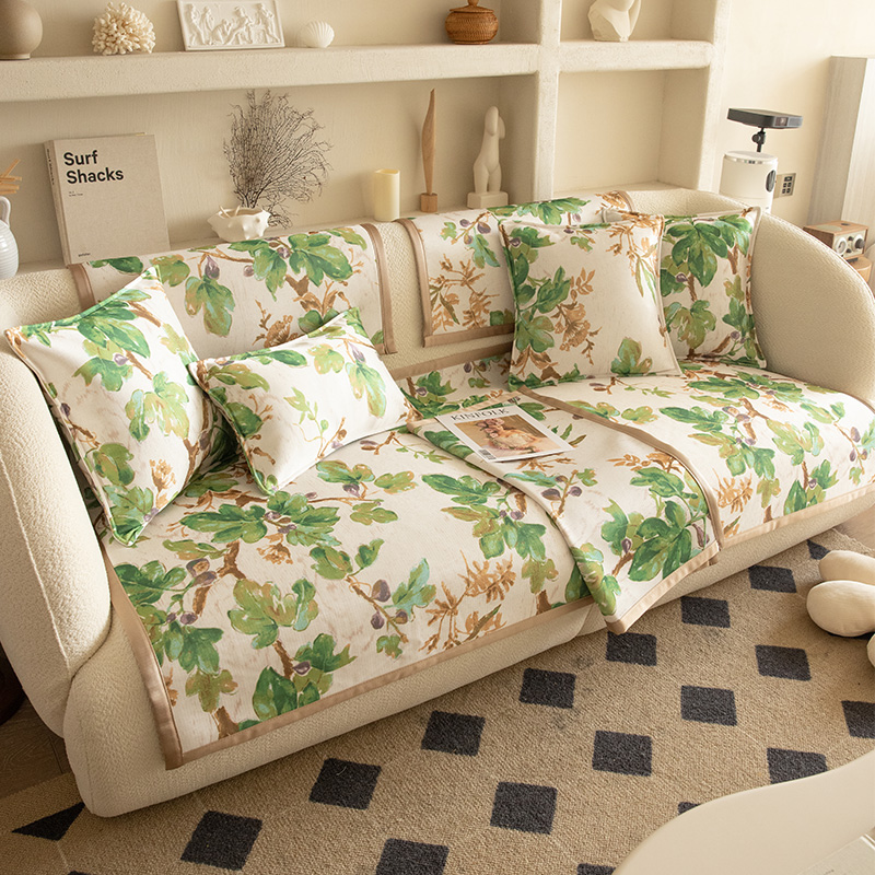 轻奢风美式夏季凉感冰丝凉席沙发垫客厅耐脏保护沙发凉坐垫可水洗