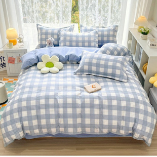 北欧风床上四件套全棉简约床单被套1.5学生宿舍三件套