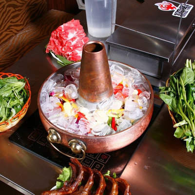 铜火锅电磁炉款冰煮羊涮羊肉铜锅包邮紫铜平底铜锅羊蝎子酸菜锅