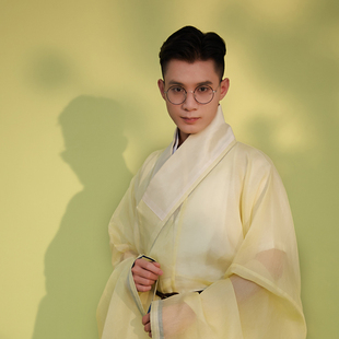 「汉嗣汉服」真丝提花绡道袍