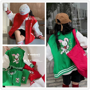 波拉韩国童装男女童卫衣开衫夹克衫22秋款儿童潮范棒球服外套亲子