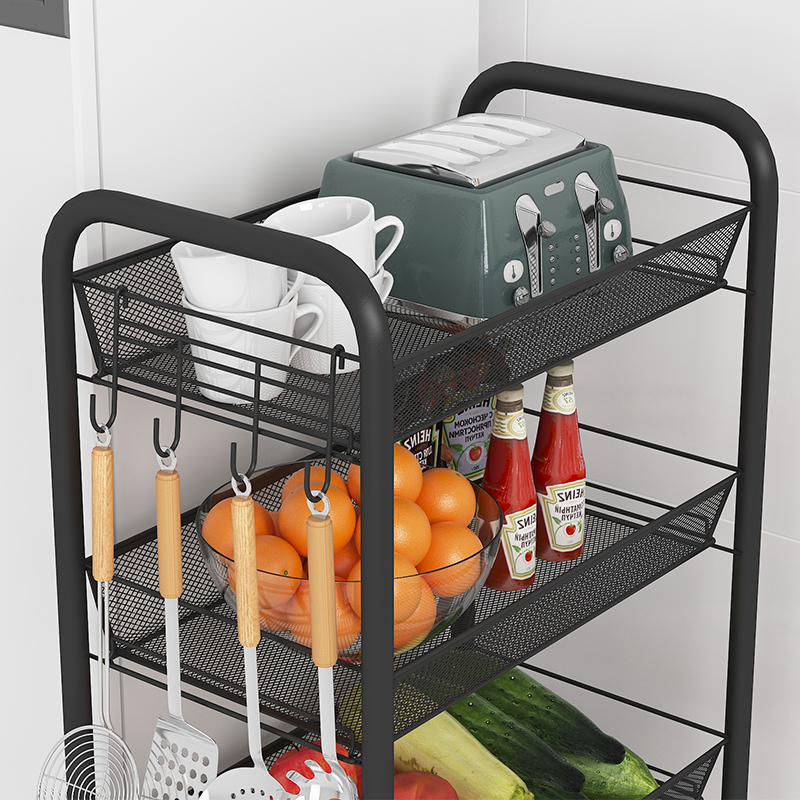 厨房落地小推车置物架菜篮子调料果蔬收纳架零食架多层整理储物架