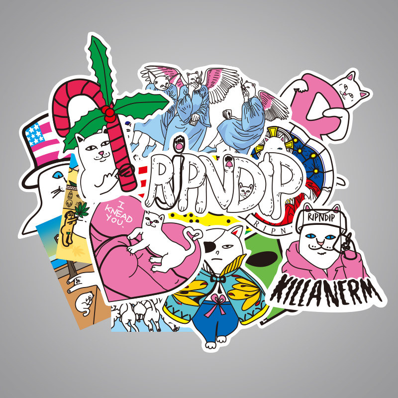 50张贱猫行李箱贴纸ripndip卡通防水涂鸦旅行箱贴笔记本贴画