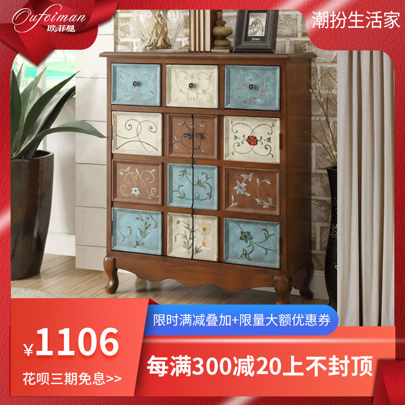 歐式地中海鄉村3鬥櫃 美式做舊玄關鞋櫃 複古彩繪門廳角落走廊櫃在類目 住宅傢俱, 櫃類, 鞋櫃中 - 來自Buy2taobao.com提供專業的淘寶代購服務