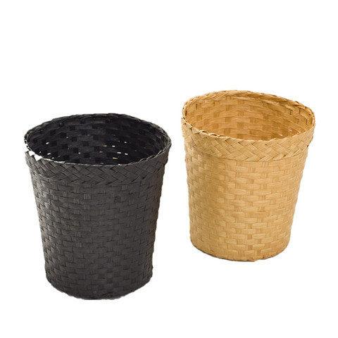 藤编草编纸篓垃圾桶家用客厅卧室个性创意可爱大小号欧式收纳筐子