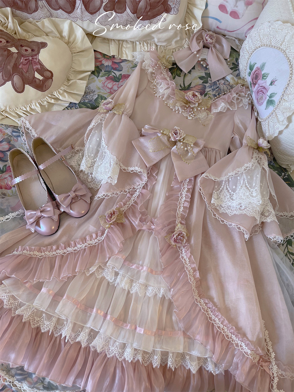 贩梦者原创lolita花嫁华丽款op有袖连衣裙