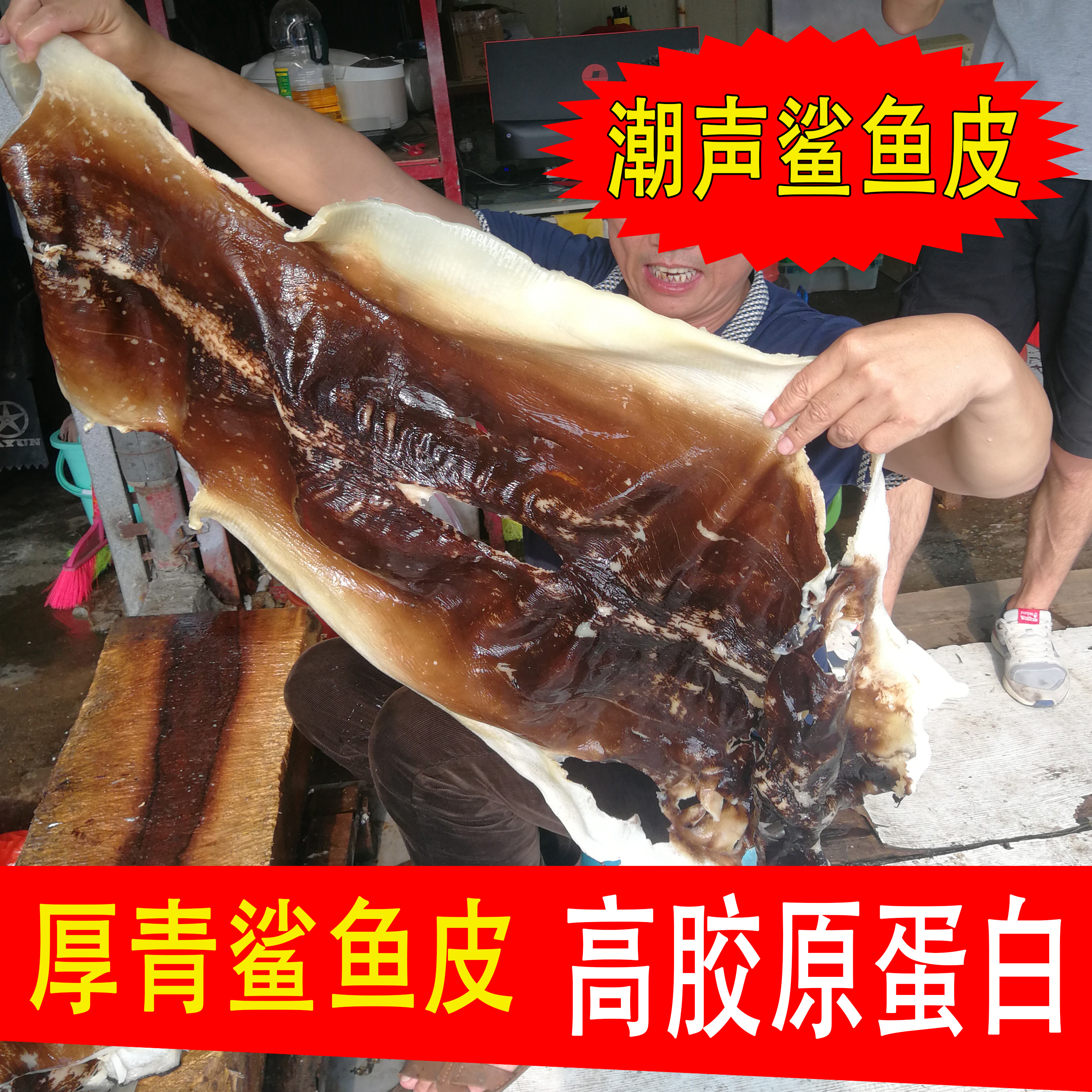 潮声水产 新鲜冷冻鲨鱼皮 浅海青鲨鱼皮 厚鲨鱼皮鲨鱼皮干