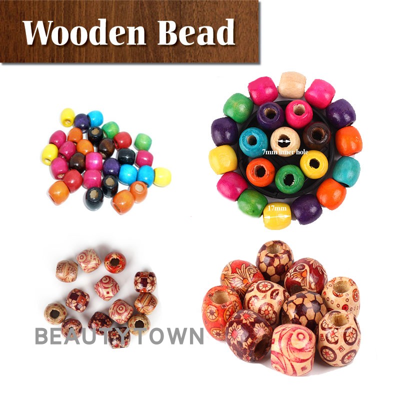 大孔珠脏辫木珠 彩色木珠diy饰品配件材料辅料Wooden Bead