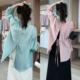 韩版防晒长袖衬衫女夏季新款设计感后背盘扣系带时尚气质减龄上衣