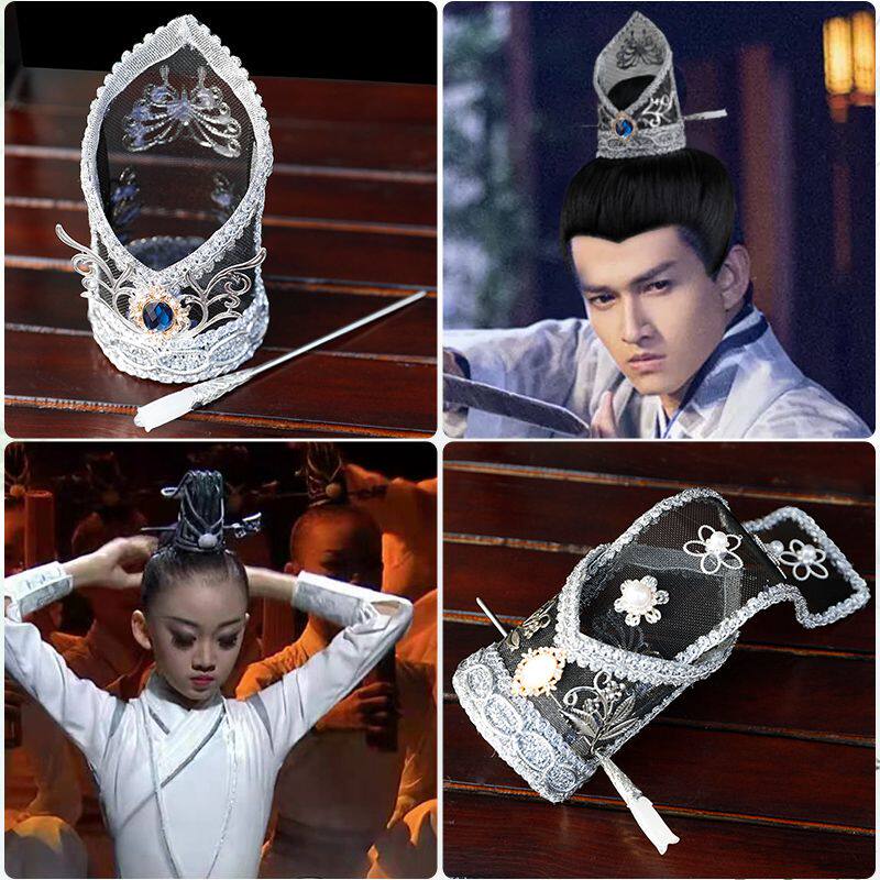 绢纱小号皇冠男士古装假发冠公子少爷中间冠宫廷复古风头冠发饰品