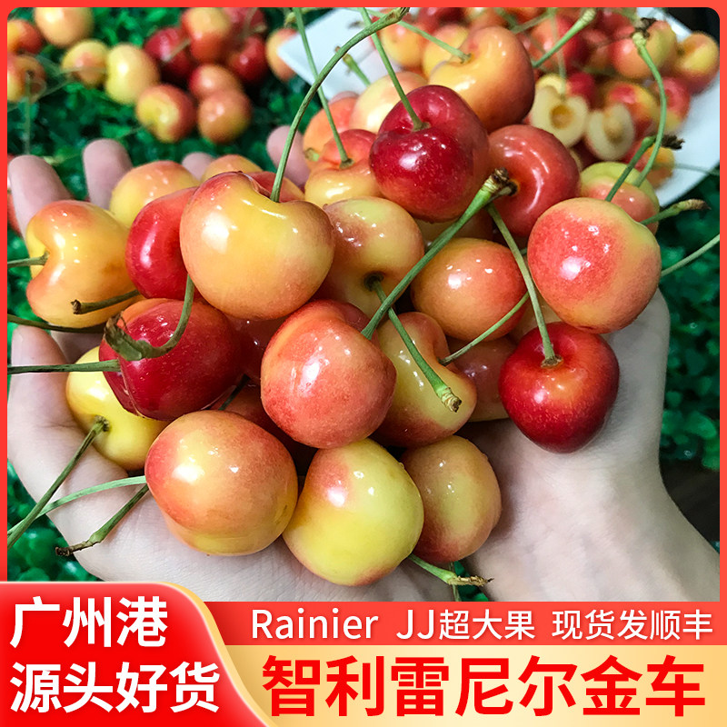 乐鲜果园智利进口金车厘子2斤大果雷尼尔黄樱桃新鲜水果发顺丰