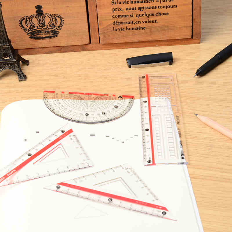 晨光文具 学生考试套尺 直尺三角尺量角器4件套 多功能涂卡尺套装