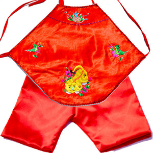 手工刺绣婴儿红肚兜可爱裹肚宝宝肚围新生儿绣花护肚纯棉辟邪兜兜