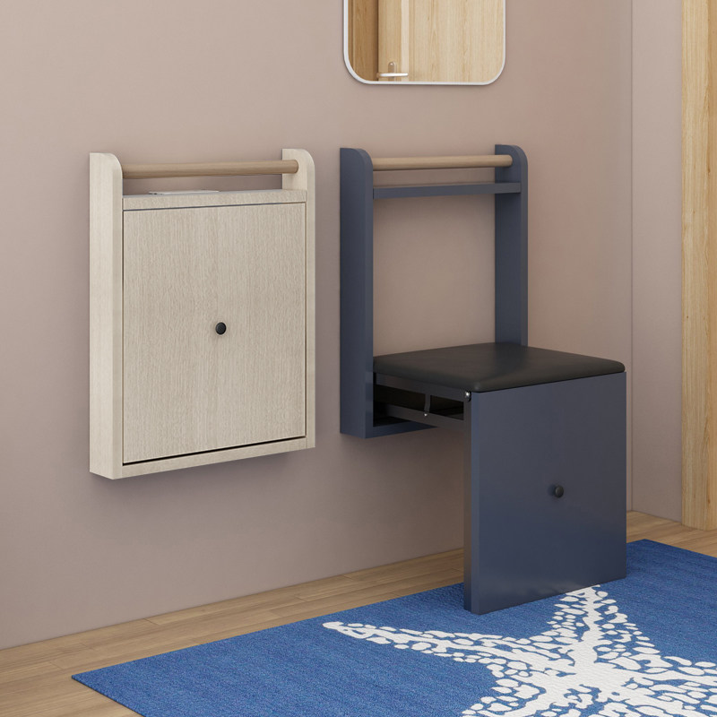 折叠门口挂墙壁玄关软包座垫椅子家用隐形换鞋凳超薄省空间穿鞋凳