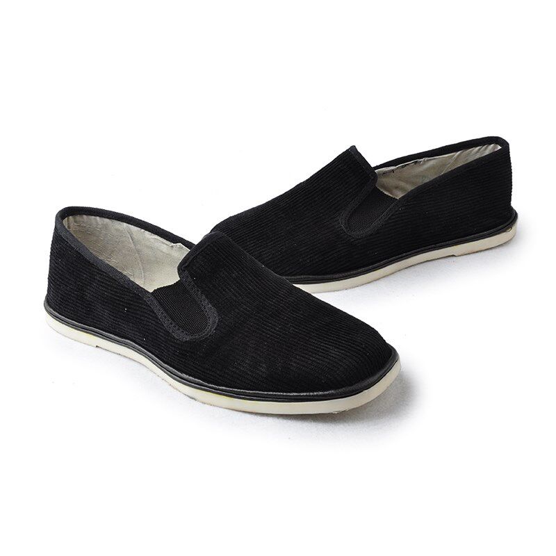 精品经典回忆老头复古老北京片懒白塑料底布鞋灯芯条绒面低帮男鞋