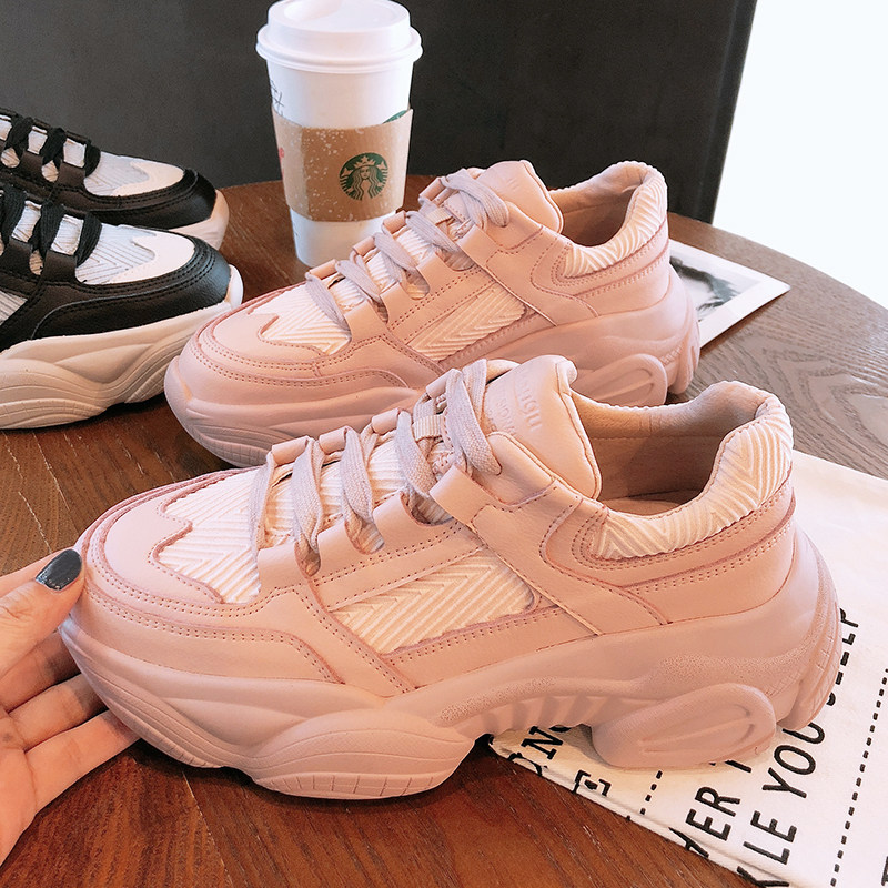 2019新款韩国网红老爹鞋女超火百搭原宿真皮厚底港味鞋子女运动鞋