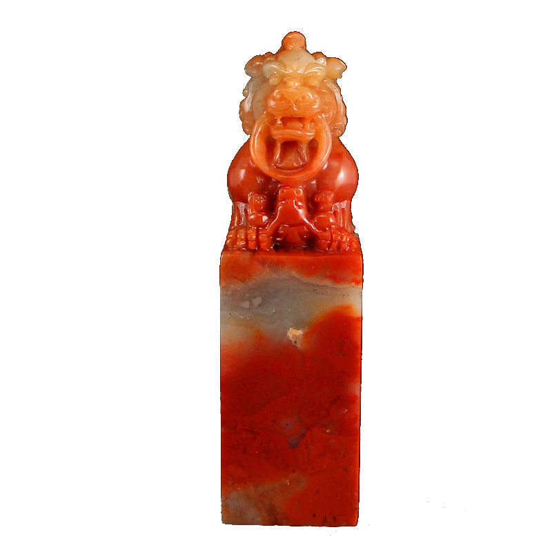 370克寿山石精雕事事如意印章摆件