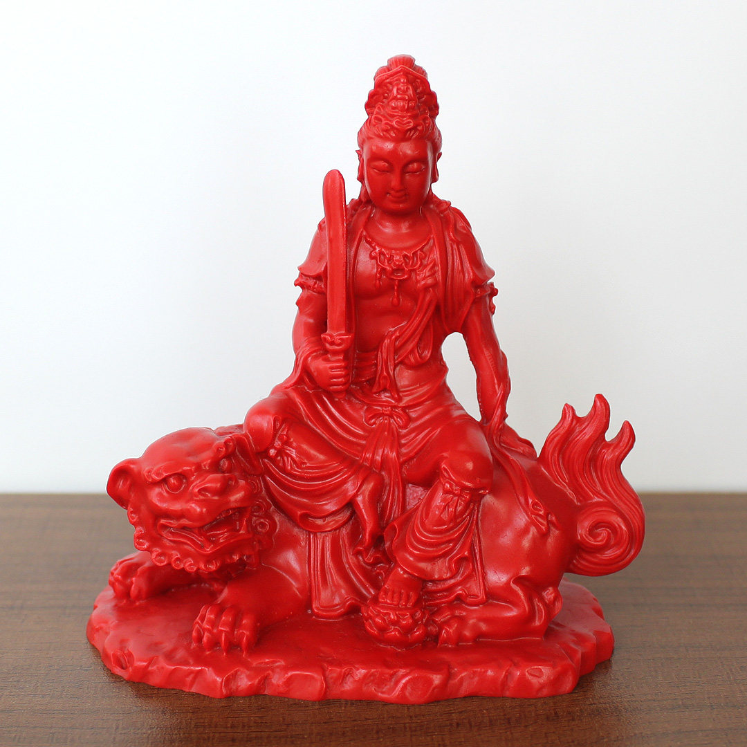 朱砂家居客厅玄关佛堂佛像生肖兔本命佛四大菩萨大智文殊菩萨摆件