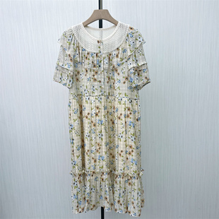 C●2024夏装新品  森系碎花连衣裙女气质淑女别致长裙茶歇裙7128