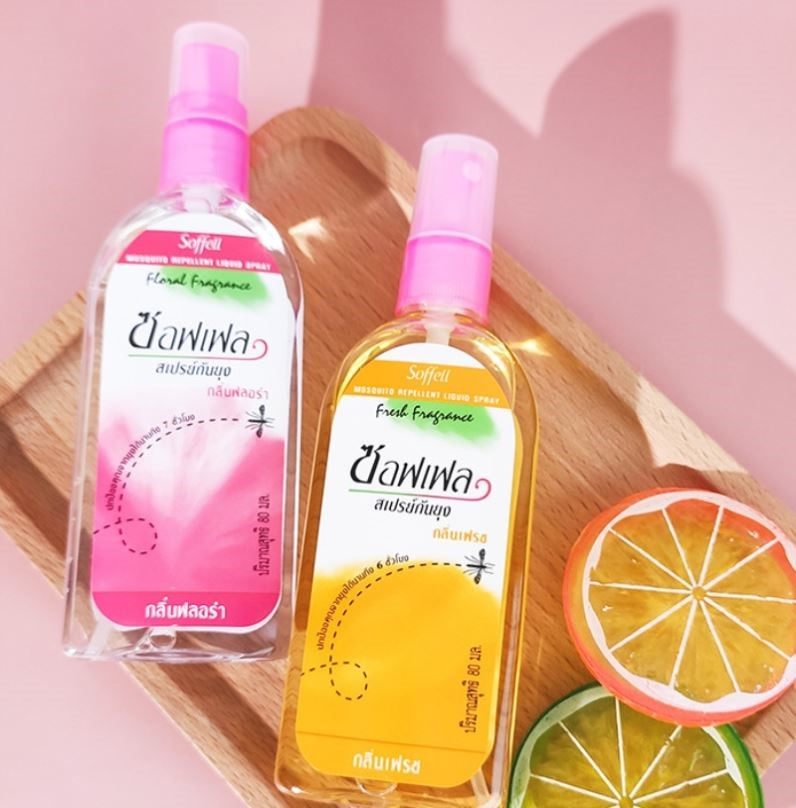 泰国soffell驱蚊水喷雾防蚊婴儿儿童驱蚊液户外携带玫瑰橘子味2