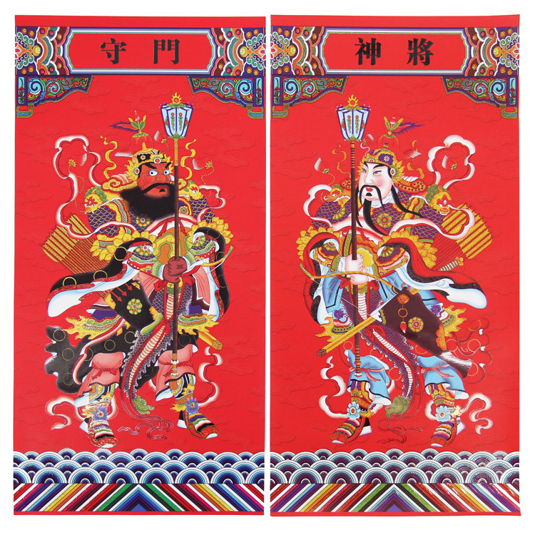 2023年春节装饰品杨柳青年画守门神将武门神门贴双开门神贴画贴纸