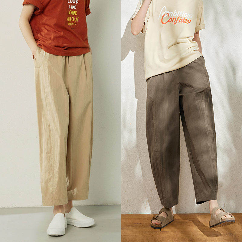 WKZ06068 茉莉雅集 造型感褶皱肌理日本高支棉九分萝卜气球裤女