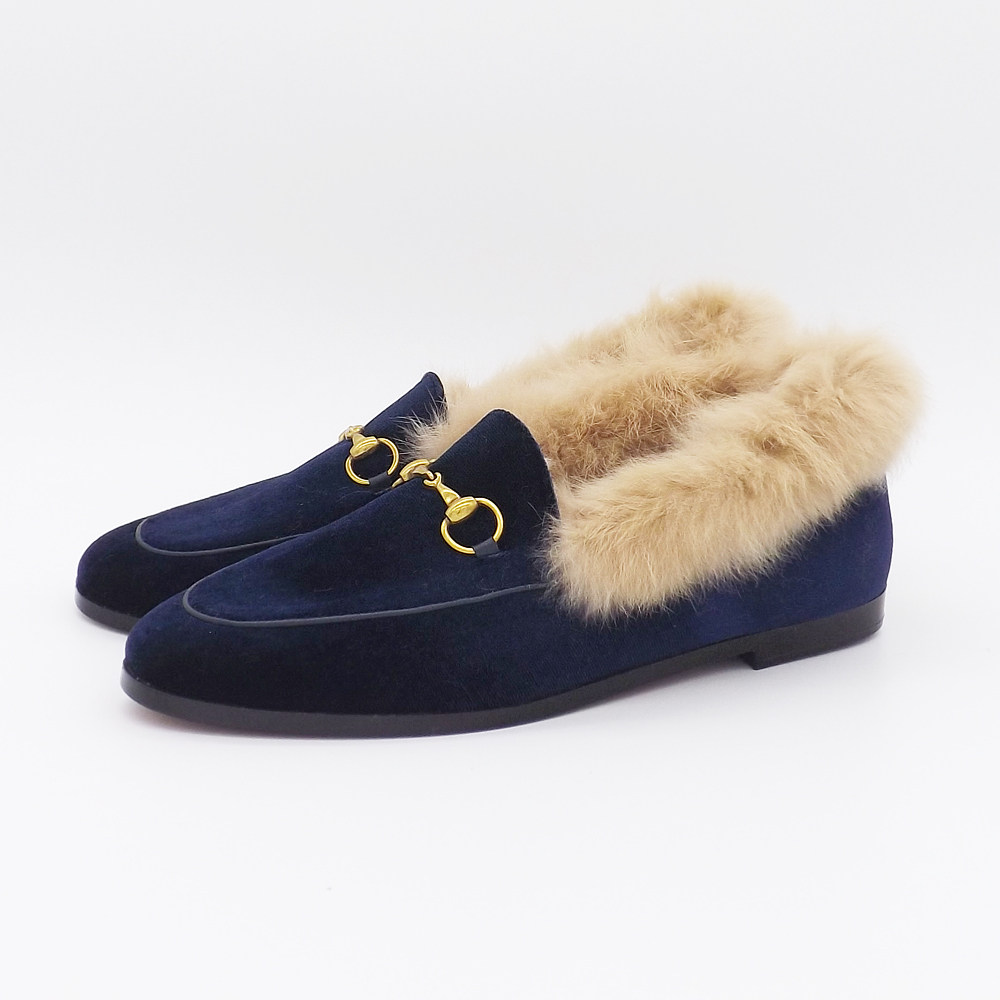 2022新款单鞋毛毛鞋女冬外穿浅口鞋平底鞋时尚百搭棉鞋加绒豆豆鞋