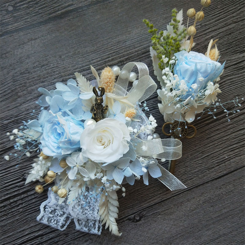 新郎新娘姐妹团结婚永生花胸花婚礼森系小清新胸针创意手腕花个性