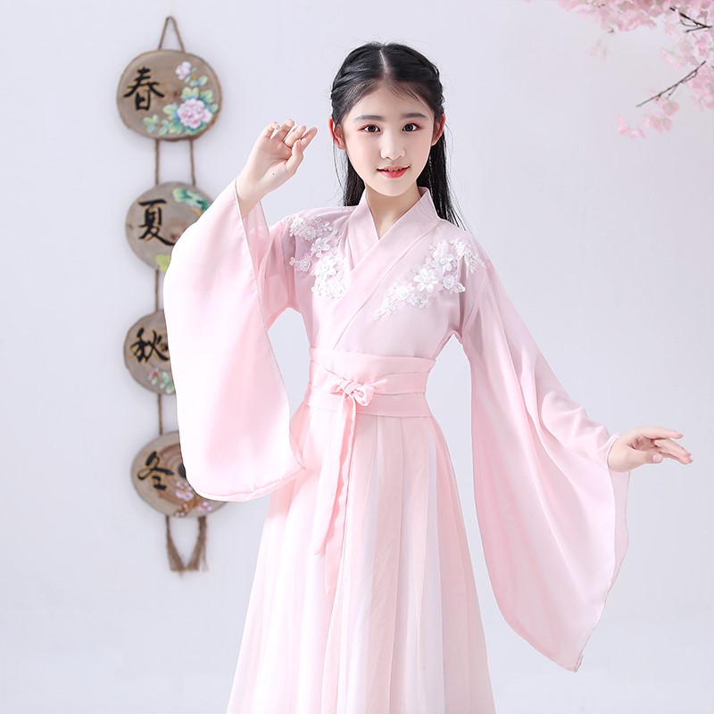 一折中国风古装 女孩_2019飘逸古装汉服中国风儿童仙女女童超仙春装