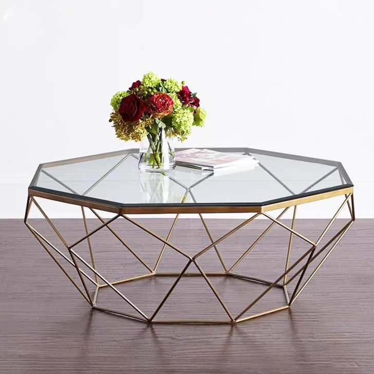 北欧客厅钢化玻璃茶几铁艺圆形个性时尚创意小户型桌简约现代艺术