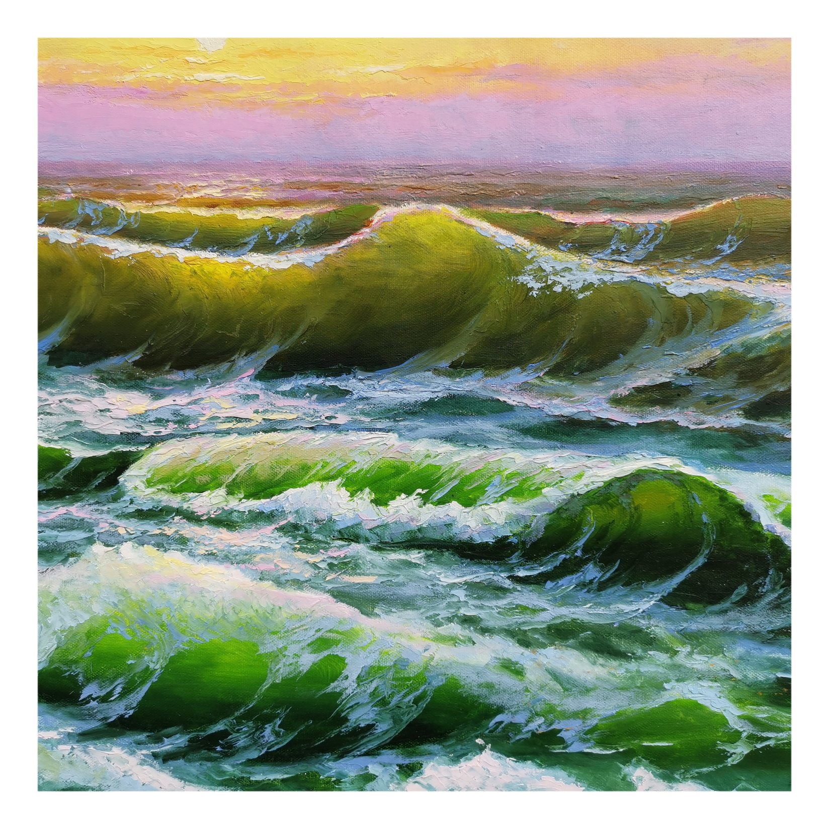 视频看货 朝鲜画 金永浩《外金刚海浪》文化省美术创作社